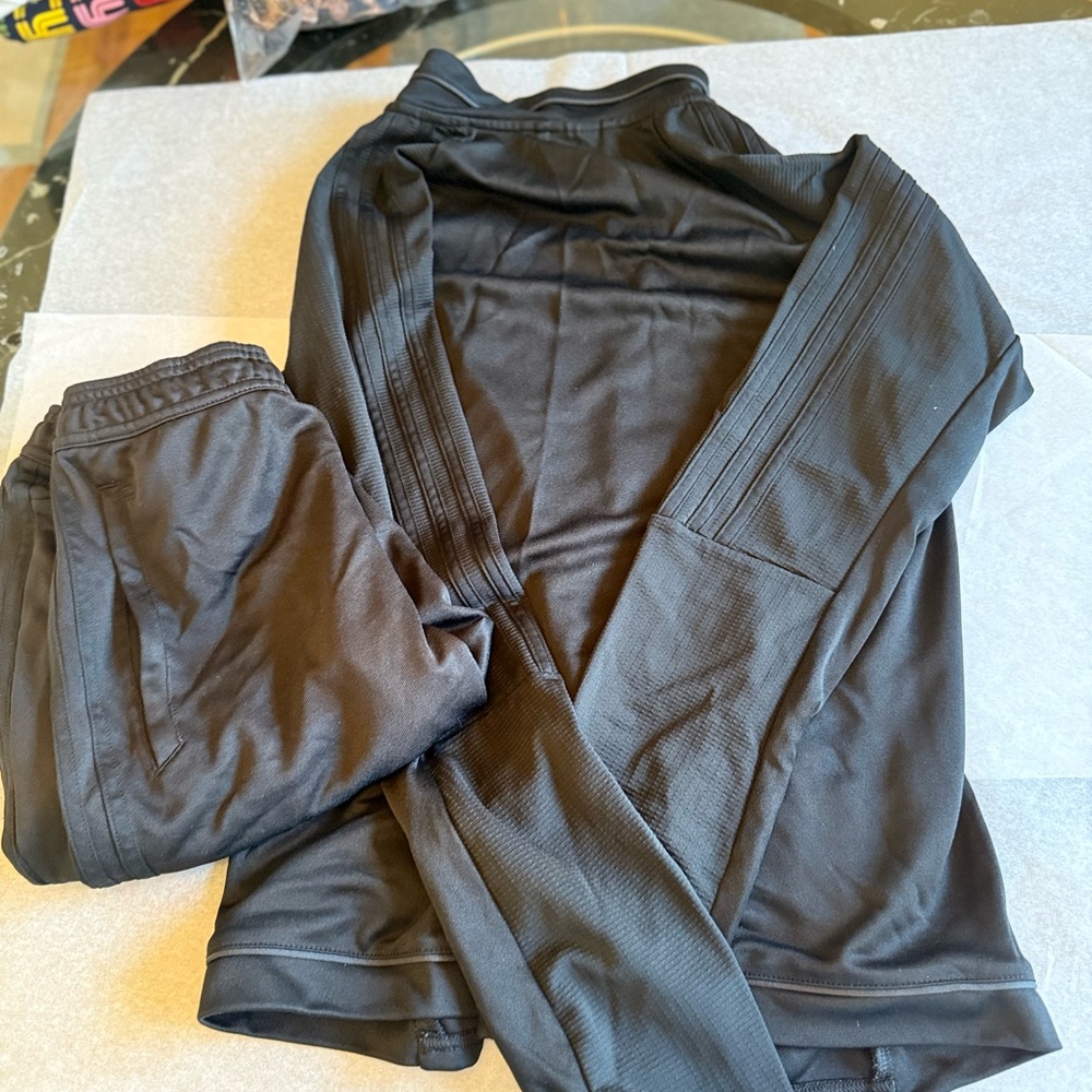 adidas Black Zip-Front Track Jacket and Pants 2pc set - Picture 2 of 2